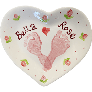 Bella Rose Footprints Heart Dish